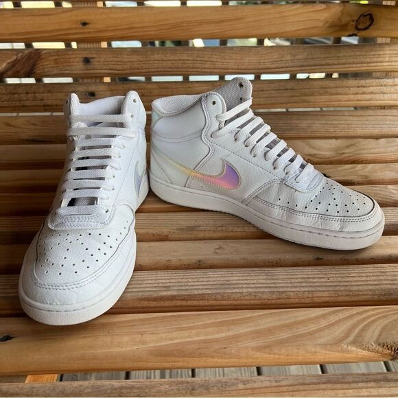 Nike Court Vision Mid ‘White Iridescent’ Women’s Sneakers - Size 8.5 - Picture 6 of 14
